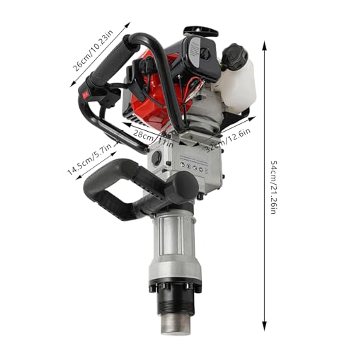 2-Stroke Gas Powered Pile Driver, 32.7CC 1000W Portable Petrol Piledriver Garden Fencing Tool Farm Piling Driver Air Cooling Single-Cylinder 0.9L Fuel Tank for Farmland Guardrails, Vegetable Planting
