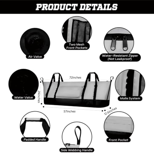 Insulated Fish Cooler Kill Bag with Flat Bottom-26x18 31x14 40x16 50x18 60x20 70x25 Inches Waterproof Fishing tackle Kill Cooler Bag - color: Light Grey-70x25x12