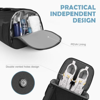 MIYCOO Gym Bag with Shoes Compartment, Duffle Bag, Backpack with Wet Pocket - color: 02#Black-Style2