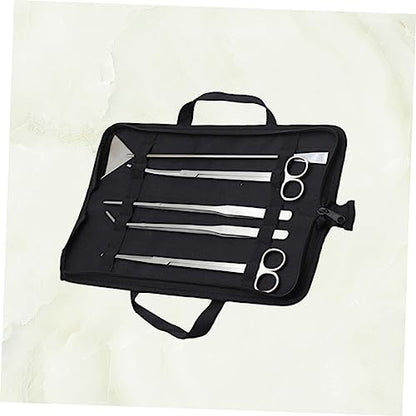 Kisangel 5pcs Aquarium Aquascaping Tool Stainless Steel Scissors Tweezers and Sand Scraper for Freshwater and Plant Maintenance Canvas Bag