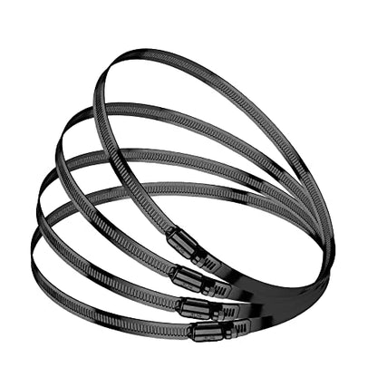 BOTTEN 4pcs Black Hose Clamp,4 Inch(95-114mm)304 Hose Clamps Stainless Steel Adjustable Worm Gear Hose Clamps Assortment Kit,radiator hose clamps fuel line clamps - size: 4''