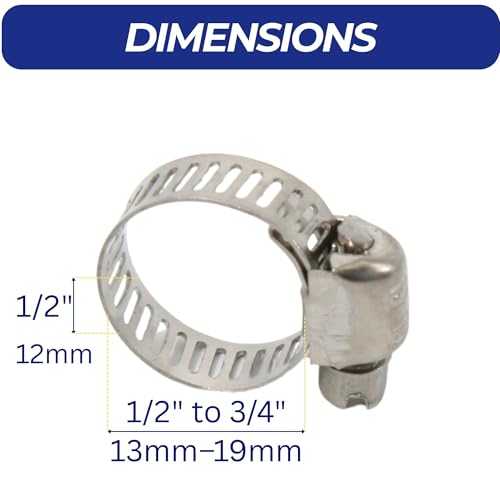 Ganador 12-Pack Stainless Steel Hose Clamps 13mm-19mm - 1/2" - 3/4", Universal Fitment w/Worm Gear for Pool, Automotive, Mechanical Plumbing General Purpose