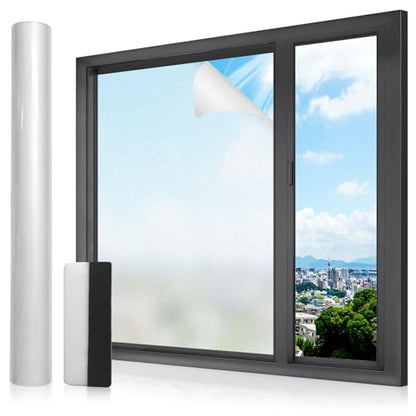 Frosted Glass Window Privacy Film - Heat Control Sun UV Blocking，Removable, Reusable, Opaque, Non Adhesive Static Cling Glass Stickers Door Coverings Decals for Bathroom Home Office - size: 23.6" x 78.7"