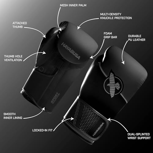 Hayabusa Sport Boxing Gloves - Dual-Splinted - color: Black / Charcoal, size: 14oz