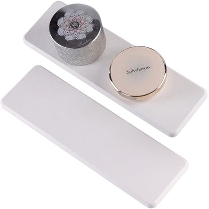 NiuYichee 2 Pcs Water Absorbing Stone Trays, Kitchen/Bathroom Sink Soap Dish, Diatomite Tray Used for Hand Soap & Cosmetic Bottles in The Modern Home, 3.15" W x 10.2" L, White