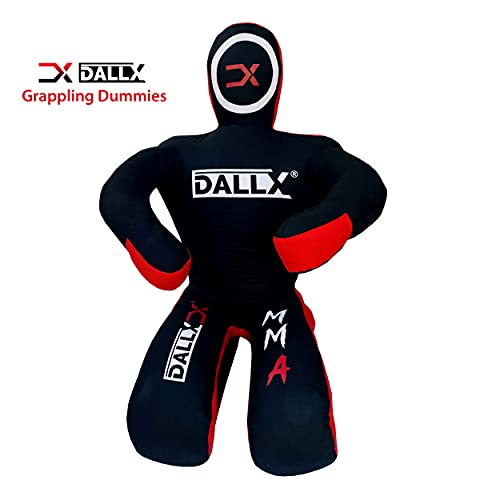 DALLX MMA Grappling Dummy BBJ Wrestling Brazilian Jiu Jitsu Punching Bag Judo Karate Throwing Boxing Fighting Dummy Self Defense Sitting Position – UNFILLED - color: BLACK RED, size: 6FT