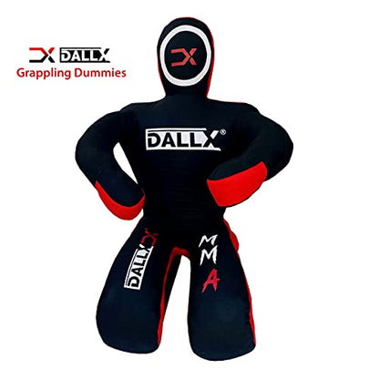DALLX MMA Grappling Dummy BBJ Wrestling Brazilian Jiu Jitsu Punching Bag Judo Karate Throwing Boxing Fighting Dummy Self Defense Sitting Position – UNFILLED - color: BLACK RED, size: 6FT