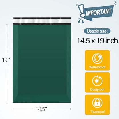 Poly Mailers 14.5x19 Inch 100pcs Shipping Bags Ultramarine Green Shipping Envelopes Self Seal Mailers Bags Waterproof and Tear-Proof Packaging Bags