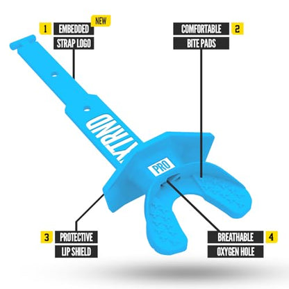 Nxtrnd Two Pro Football Mouth Guard, Permanent Strap, Fits Adult & Youth (Neon Blue) - color: Neon Blue Pro