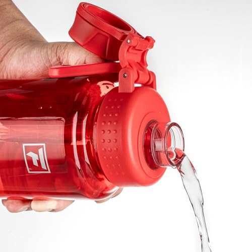 Fanhaw 32 oz Clear BPA-Free Tritan Water Bottle with Fast-Flow Spout Lid, BPA-Free & Leak-Proof Wide-Mouth Reusable Bottle for Gym, School & Office, Back to School Essentials (Red) - color: Red, style: 1 Pack
