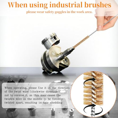 Brass Wire Brush Set 9pcs Tube Cleaning Brush 12" Round Wire Brushes Kit Bore Brush Metal Bristle Cleaning for Pipe, Tube, Auto Parts, Engine(6mm/8mm/10mm/12mm/14mm/15mm/18mm/20mm/25mm) - size: 9