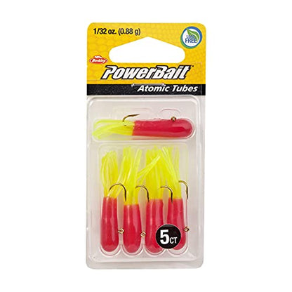 Berkley PowerBait Pre-Rigged Atomic Tubes Fishing Soft Bait - color: Red Chartreuse, size: 1/32 oz