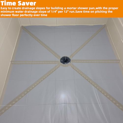 Pitch Shower Kit Sticks for Pitch,Quick Pre Sloped Shower Pan Kit for Shower Floor Mortar Bed with Water Drainage Slope,Shower Slope Kit with Center Ring and 6 Float Stick System for Shower Remodeling - style: 1PCS Center Ring + 6PCS Shower Pan Tapered Fl