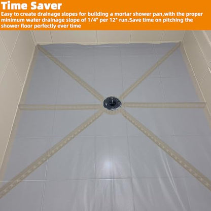 Pitch Shower Kit Sticks for Pitch,Quick Pre Sloped Shower Pan Kit for Shower Floor Mortar Bed with Water Drainage Slope,Shower Slope Kit with Center Ring and 6 Float Stick System for Shower Remodeling - style: 1PCS Center Ring + 6PCS Shower Pan Tapered Fl