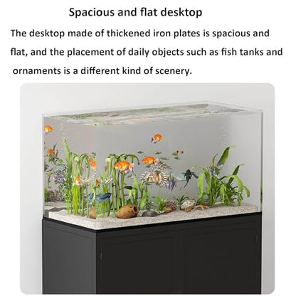 Heavy Duty Metal Aquarium Stand, Durable Reptile Tank Shelf with Lockers, Professional Fish Tank Storage Rack for Breeders, Sturdy Terrarium Organizer
