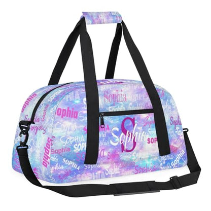 Custom Gym Dance Bag with Name, Watercolor Purple Blue Galaxy Universe - color: Color 24