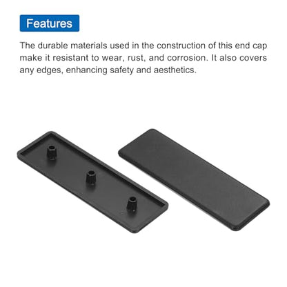 MECCANIXITY 20Pcs Standard Plastic Rectangle Aluminum Extrusion End Cap Black Hole Dia 7.2mm 120x40mm for Trolley, Fish Tank Rack, Storage Rack - size: 120x40mm