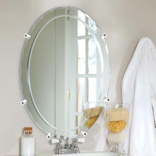30-Piece Mirror Holder Clip Glass Crystal Clear Plastic Mirror Clip Fixing Clip Kit with Screws and Mirror Hanging Kit (Silver)