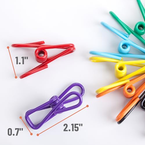 Mr. Pen- PVC-Coated Utility Clips, 2 Inch, 18 Pack, Colorful, PVC-Coated Steel Chip Bag Clips for Sealing Food, Paper Holder, Clothesline Clip for Laundry Hanging, Kitchen Bags, Clothes Pins