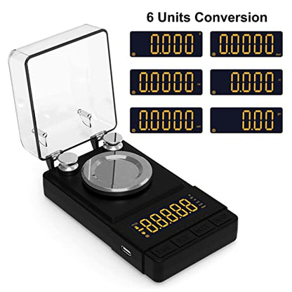 Digital Milligram Scale 50g/0.001g, Compact Mg Scale with 20g Calibration Weight and Accessories, Black Powder Scale for Reloading - color: Black