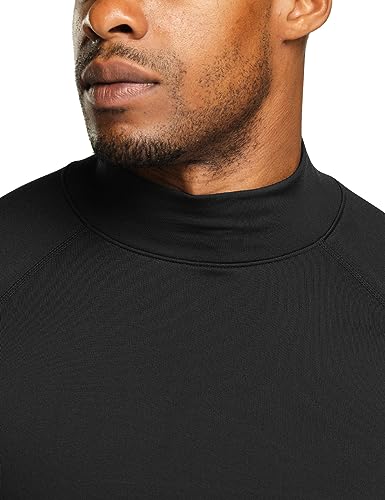 TSLA Men's Thermal Long Sleeve Compression Shirts, Mock/Turtleneck Winter Sports Running Base Layer Top - color: Mock Neck Black, size: Small