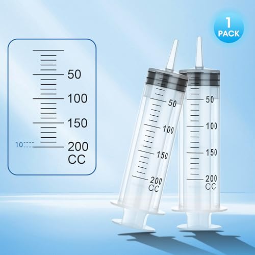200ml Large Syringe for Thick Liquids, Plastic Syringe Without Needle for Scientific Labs, Oil, Lubricant Refilling, Individually Wrapped - style: 200cc