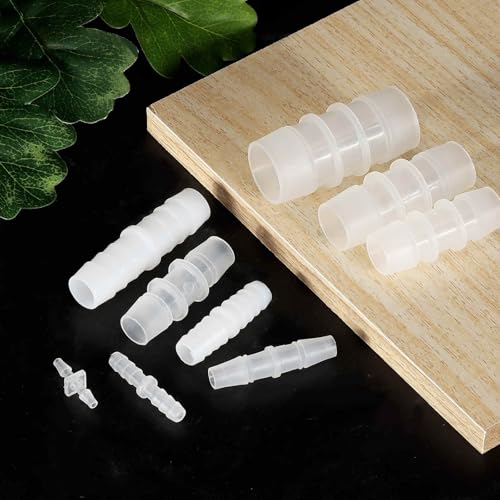 MECCANIXITY 10pcs Plastic Hose Barb Fitting, 1/8" Barbed Hose Pipe Fitting Splicer Mender Joint Adapter for Water Liquid Fuel Line Tube, Clear - color: Clear, size: 1/8 Inch