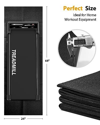 Foldable Rubber Treadmill Mat - Exercise Bike Mat with Waterproof | Non-Slip, Shock Absorption, Exercise Equipment Mat, Protect Floor, for Home Gym Workout, for Bike/Elliptical, Mat for Carpet - size: 68"L x 24"W x 0.2"Th