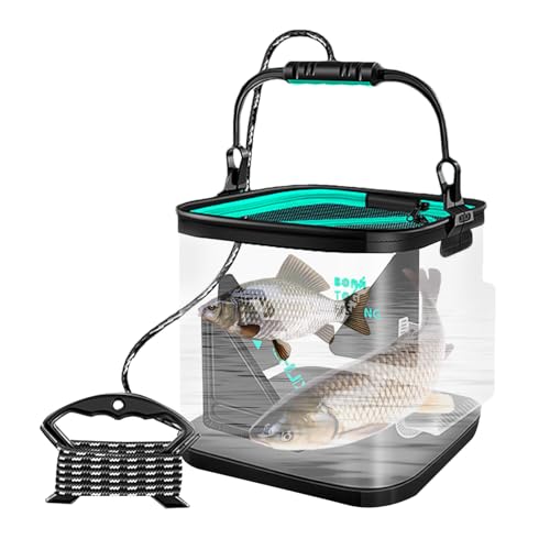 Bait Tank – Portable Transparent Minnow Bucket, Lightweight Container, Easy-Carry Handle, Leak-Resistant Design | Fish Storage Box for Outdoor Camping Fly Fishing Angling Trips Freshwater Saltwater - color: 13L