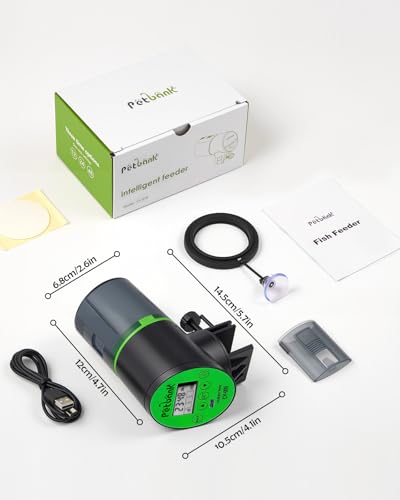 Automatic Fish Feeder for Aquariums - Rechargeable Auto Fish Food Dispenser Timer Feeder with USB Charger Cable，LCD Screen, Customized Schedule - color: Green