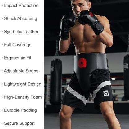 Amber Fight Gear PU Leather Groin Protector - size: Small
