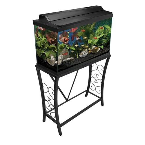 MAKLAINE Traditional Steel Aquarium Stand, 29 Gallon Capacity, Black Powder-Coated Finish, Durable Scroll Design, Easy Assembly, Home or Office Aquariums and Terrariums