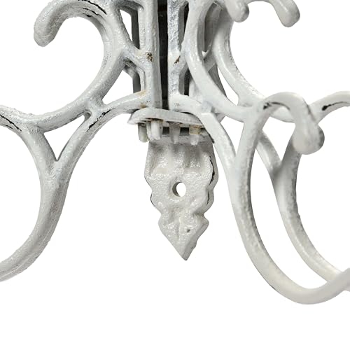 Creative Co-Op Antique Decorative Cast Iron Multi Hook Wall Hanger with 15 Hooks, Distressed White - color: White