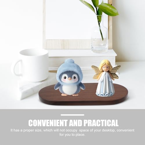 Oval Wood Display Base Walnut Solid Wood Riser for Vase Teapot Snack Plate Display Stand Home Décor Accent 9x18x1cm for Figures and Appetizer Plates