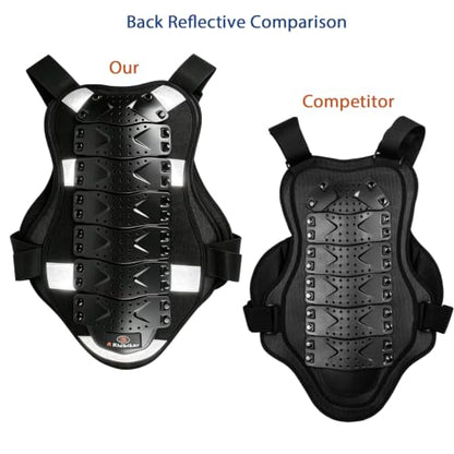 RIDBIKER Chest Protector Motorcycle, Dirt Bike Gear Body Armor Vest Spine Back Protector for Motocross Off-Road (Reflective at Night) (Black, M) - size: Medium