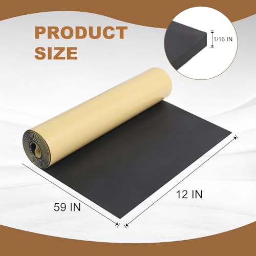 Eunice Sponge Neoprene Foam Sheet with Adhesive, 12 in x 59 in x 1/16 in Foam Rubber Roll Cut to Multiple Dimensions, High Density Rubber Padding for Shock Pad, DIY, Crafts - size: 12 in x 59 in x 1/16 in