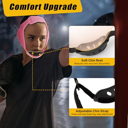 Trymaker Wrestling Headgear, Youth Wrestling Head Gear with Chin Cup | Two Size, Sorf Ear Guard, Sandwich Layer Design, Lightweight, MMA, Jiu-Jitsu, BJJ - size: M (18 1/2" - 21 1/4"), style: Pink