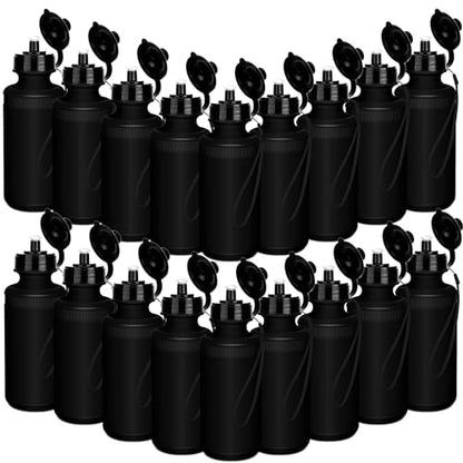 Zubebe 36 Pcs Sports Water Bottles Squeeze Bulk 21 oz | Reusable Plastic Water Bottles with Carry Strap, Back to School Supplies Summer Team Gifts for Students Travel Hiking Cycling - color: Black
