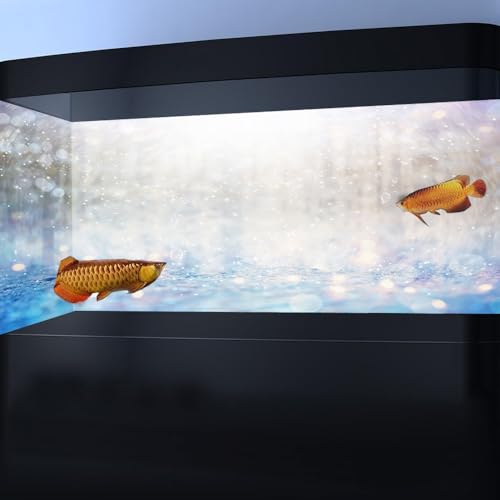 48x24IN Winter Silver White Bokeh Aquarium Background, Golden Spots Sparkle Fish Tank Decorations, Christmas Art Terrarium Background