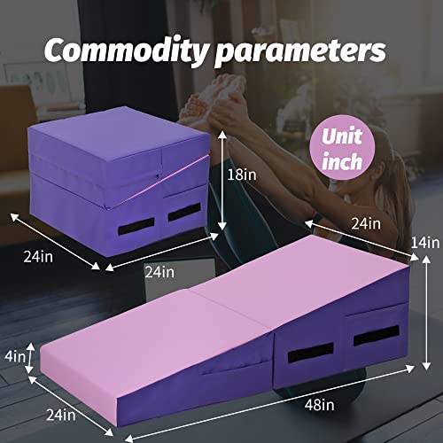 BestMassage Gymnastics Mat Incline Mat Tumbling Mat Folding Gymnastic Tumbling Mat Indoor/Outdoor Exercise Mat Home Gym Yoga Mat with Handle - color: Pink