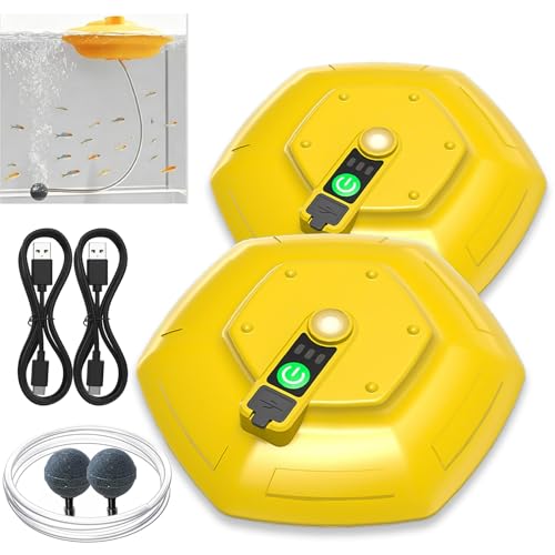Floating Live Bait Aerator for Bait Bucket, IPX7 Waterproof Rechargeable Portable Aerator, Ultra-Quiet Minnow Aerator Floating Oxygen Pump for Kayak Shore Boat Fishing, Fish Tank & Aquarium - color: 2PCS