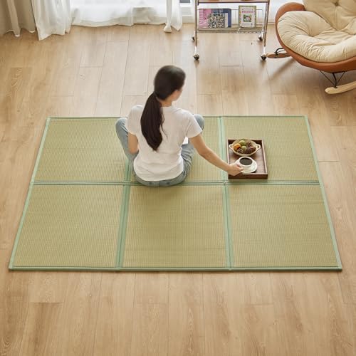 Natural Rush Grass Floor Tatami Mat,Queen, 79" x 59" x 0.5" - size: Queen (79" x 59")