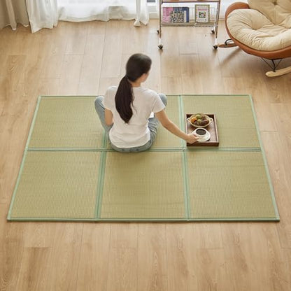 Natural Rush Grass Floor Tatami Mat,Queen, 79" x 59" x 0.5" - size: Queen (79" x 59")
