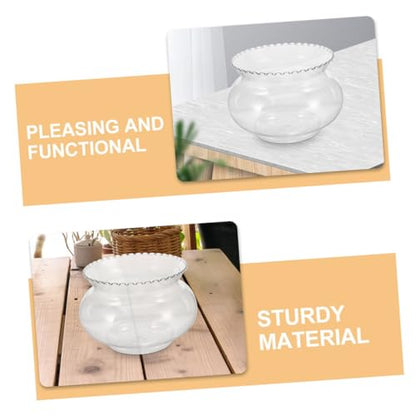 Cabilock Plastic Fish Bowl Unbreakable Small Aquarium for Betta Fish Round Tank for Desktop Decor Easy Maintenance Bowl