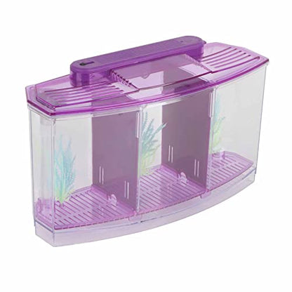 2 Betta Fish Tank With Divider, Aquarium Fish LED Acrylic Three Divisions Breeding Isolation Box for Small Fishes Aquarium Fish ()