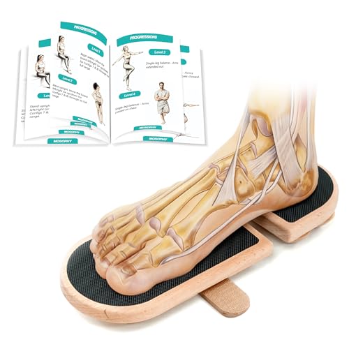 Ankle Balance Board - Premium Solid Birchwood Foot Strengthener for Stability, Sprained Ankle Recovery & Plantar Fasciitis Relief, Adjustable Axis & Sidekick Design for Athletes, Physical Therapy, & Posture Correction