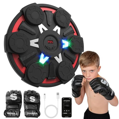 Music Boxing Machine for Kids & Adults - Wall Punching Pad with Lighting, 9-Speed Bluetooth Boxing Game with Gloves, Wall Mounted Exercise Equipment, 2026 Upgrade Boxing Equipment for Kids Age 6+ - color: Red