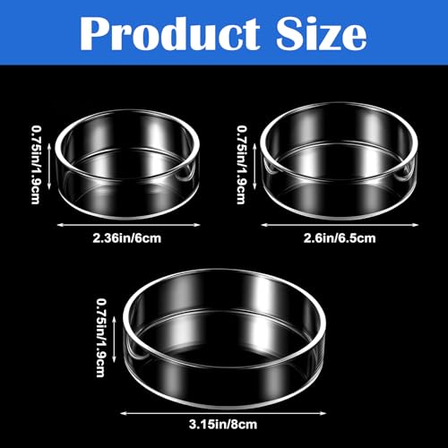 3 Sizes Glass Shrimp Feeding Dish Set, Round Food Feeder Fish Bowl Small Clear Bowls for Aquarium, Fish Tank (2.36", 2.56", 3.15")