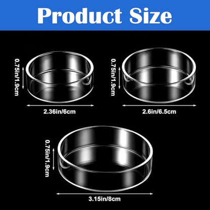 3 Sizes Glass Shrimp Feeding Dish Set, Round Food Feeder Fish Bowl Small Clear Bowls for Aquarium, Fish Tank (2.36", 2.56", 3.15")