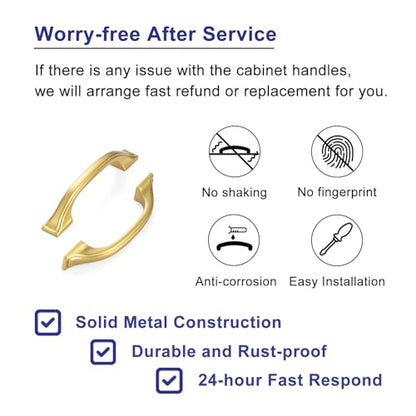 10 Pack 3-3/4 Inch Hole Centers, Brushed Gold Cabinet Pulls Gold Cabinet Handles Gold Kitchen Hardware for Cabinets ZP2409 Drawers Bedroom Dresser Bathroom Vanity Cupboard Closet - color: Brushed Gold, size: 3-3/4" Hole Centers-10 Pcs